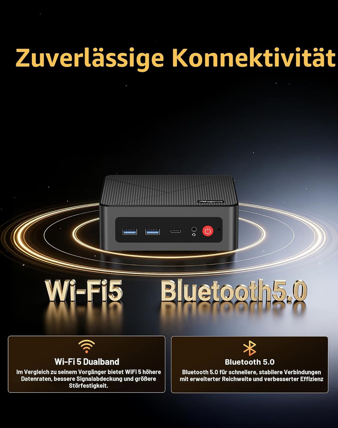 AS1 Mini-PC Büro-Zuhause, Ryzen 5 3550H (Übertrifft N150/N100, Bis zu 3.7GHz), Mini-Computer, 16GB D