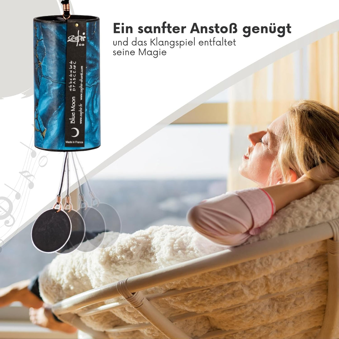 Zaphir Klangspiel Blue Moon Winter Shanti | Handgefertigtes Windspiel für Yoga, Meditation und Raumr