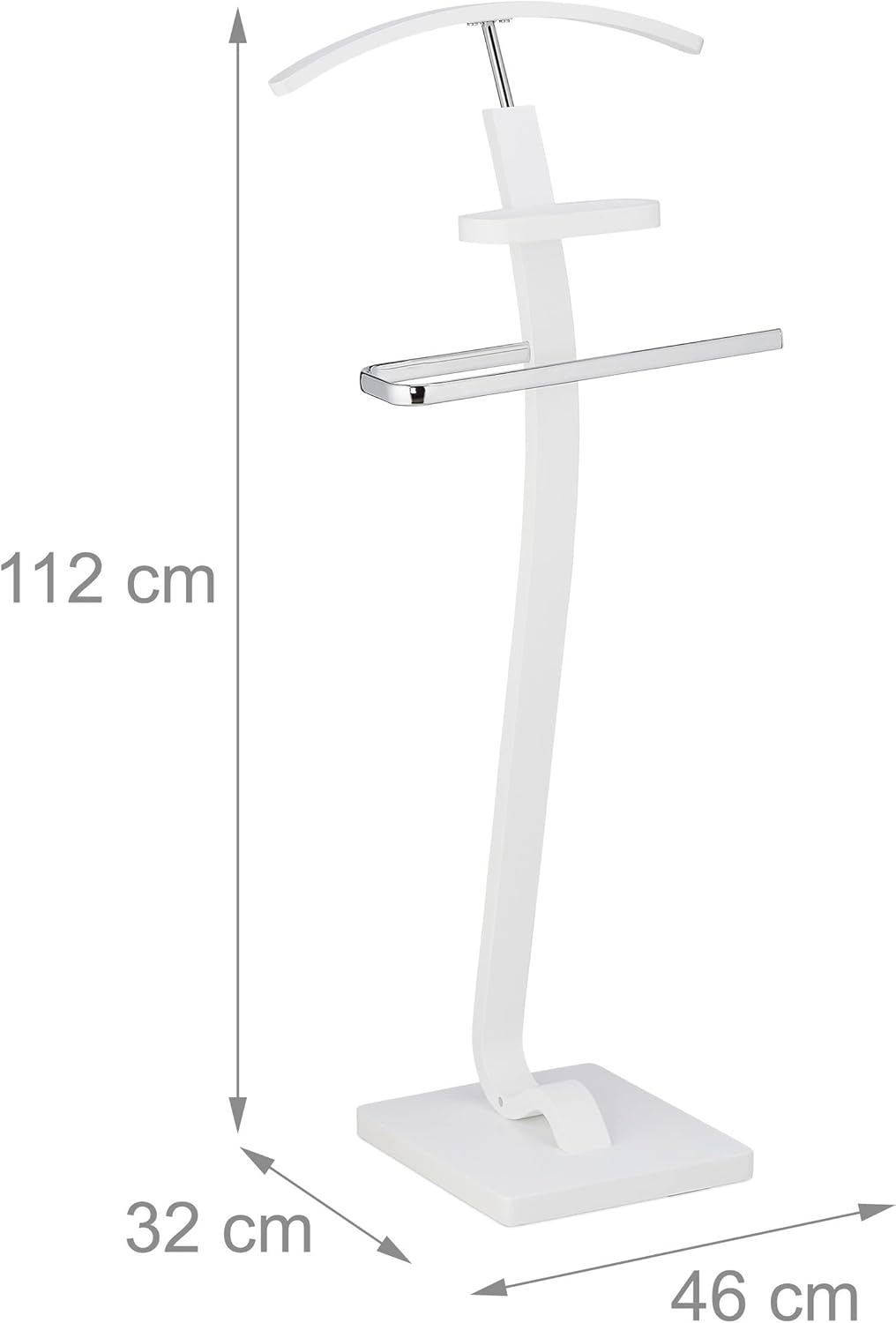 Relaxdays Herrendiener, mit Ablage, Kleiderbutler für Jackett & Hose, HBT: 112x46x32 cm, Stummer Die