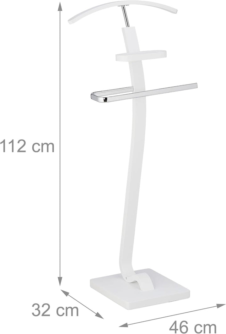 Relaxdays Herrendiener, mit Ablage, Kleiderbutler für Jackett & Hose, HBT: 112x46x32 cm, Stummer Die