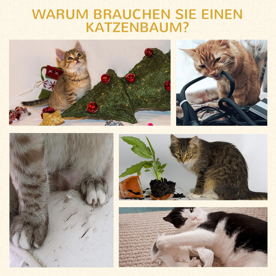 PawHut Kratzbaum 46 cm Kleiner Katzenturm mit Höhle, Spielball, Sisal-Seil, erhöhter Plattform, Katz