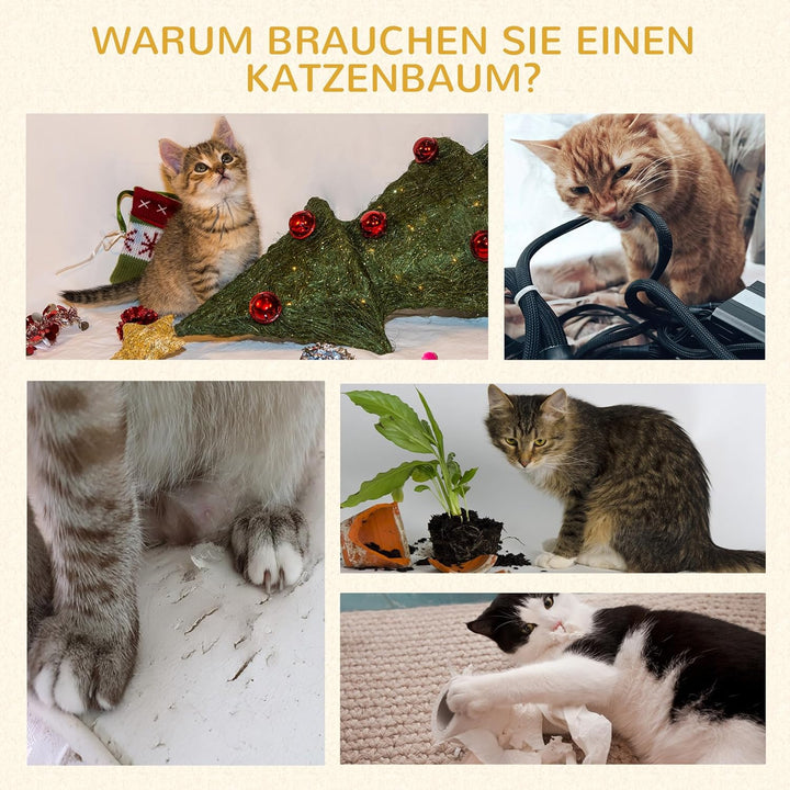 PawHut Kratzbaum 46 cm Kleiner Katzenturm mit Höhle, Spielball, Sisal-Seil, erhöhter Plattform, Katz