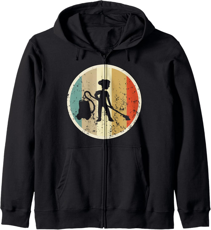 Retro Vintage Grunge Putzfrau Gebäudereinigung Staubsauger Kapuzenjacke