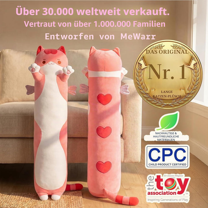 Mewaii 110CM Kuscheltier Kawaii Katzen Plüschkissen Stofftiere Lang Kätzchen Plüschtier Ausgestopfte