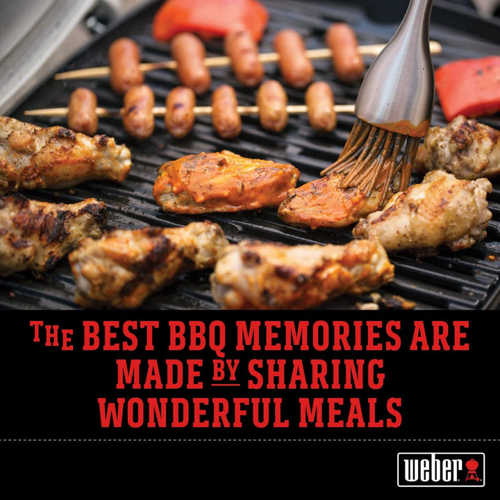 Weber Leder Grillhandschuhe, 1 Paar, extrem hitzebeständig & Three-Sided Grill Brush Dreiseitige Gri