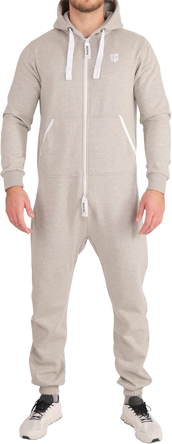 Herren Jumpsuit – Weicher & Bequemer Hausanzug, XXL hellgrau