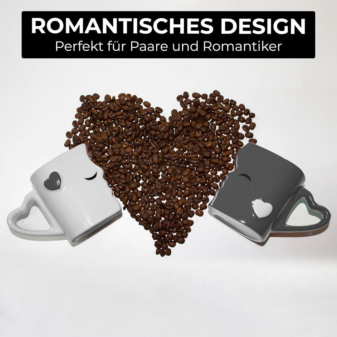 MIAMIO - Kaffeetassen/Küssende Tassen Set Geschenke für Frauen/Geschenke für Männer/Freund/Freundin