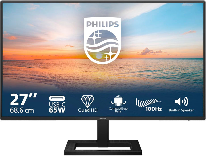 PHILIPS 27E1N1600AE - 27 Zoll QHD Monitor, Lautsprecher, höhenverstellbar (2560x1440, 100Hz, HDMI 1.