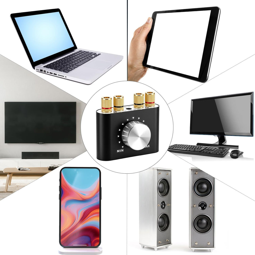 QWORK® Mini Verstärker Bluetooth, Digital Power Amplifier HiFi Stereo Verstärker 50W × 2, Bluetooth
