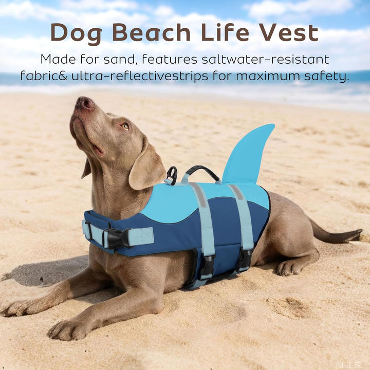CITÉTOILE Schwimmweste Hund Hai, Hundeschwimmweste &amp; Dog Life Jacket Verstellbar mit Griff und Refle