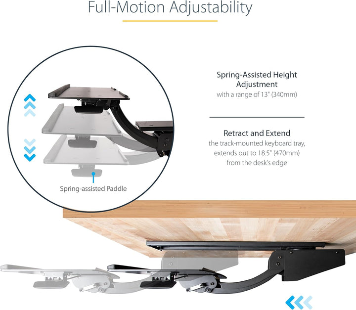 StarTech.com UNDER DESK KEYBOARD TRAY HEIGHT ADJUSTABLE W volle Bewegung, volle Bewegung