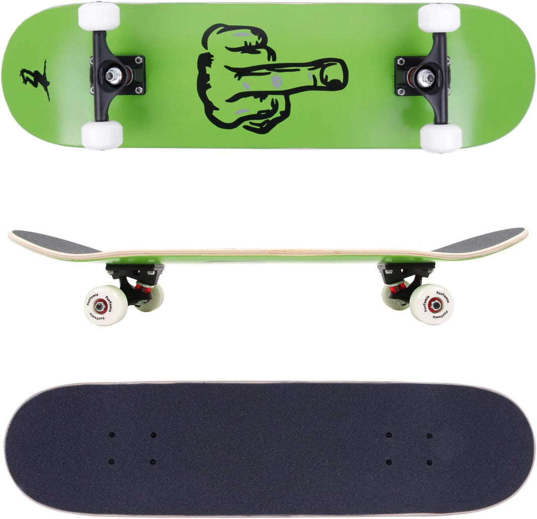 FunTomia Skateboard mit Mach1 Kugellager Rollenhärte 100A und 100% 7-lagigem Ahornholz Skate Board m
