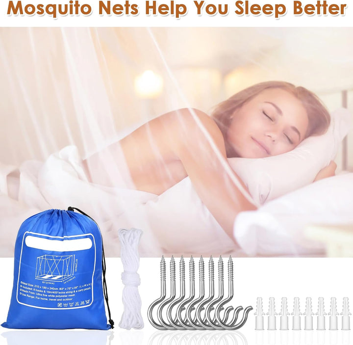 Moskitonetz Doppelbett und Einzelbett - 1.9 m x 2.1 m x 2.4 m Moskitonetze für Doppelbett und Einzel