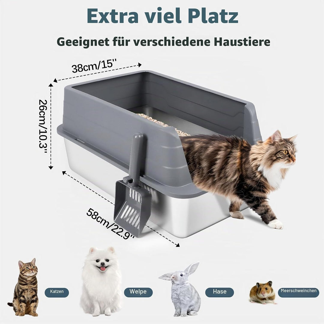 3 Pack Edelstahl Katzenklo, XL 22.9&