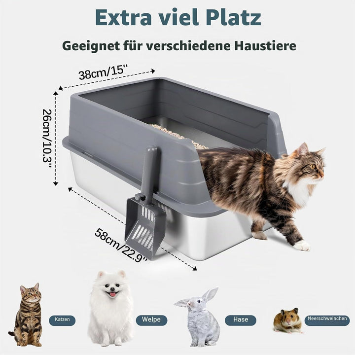 3 Pack Edelstahl Katzenklo, XL 22.9&