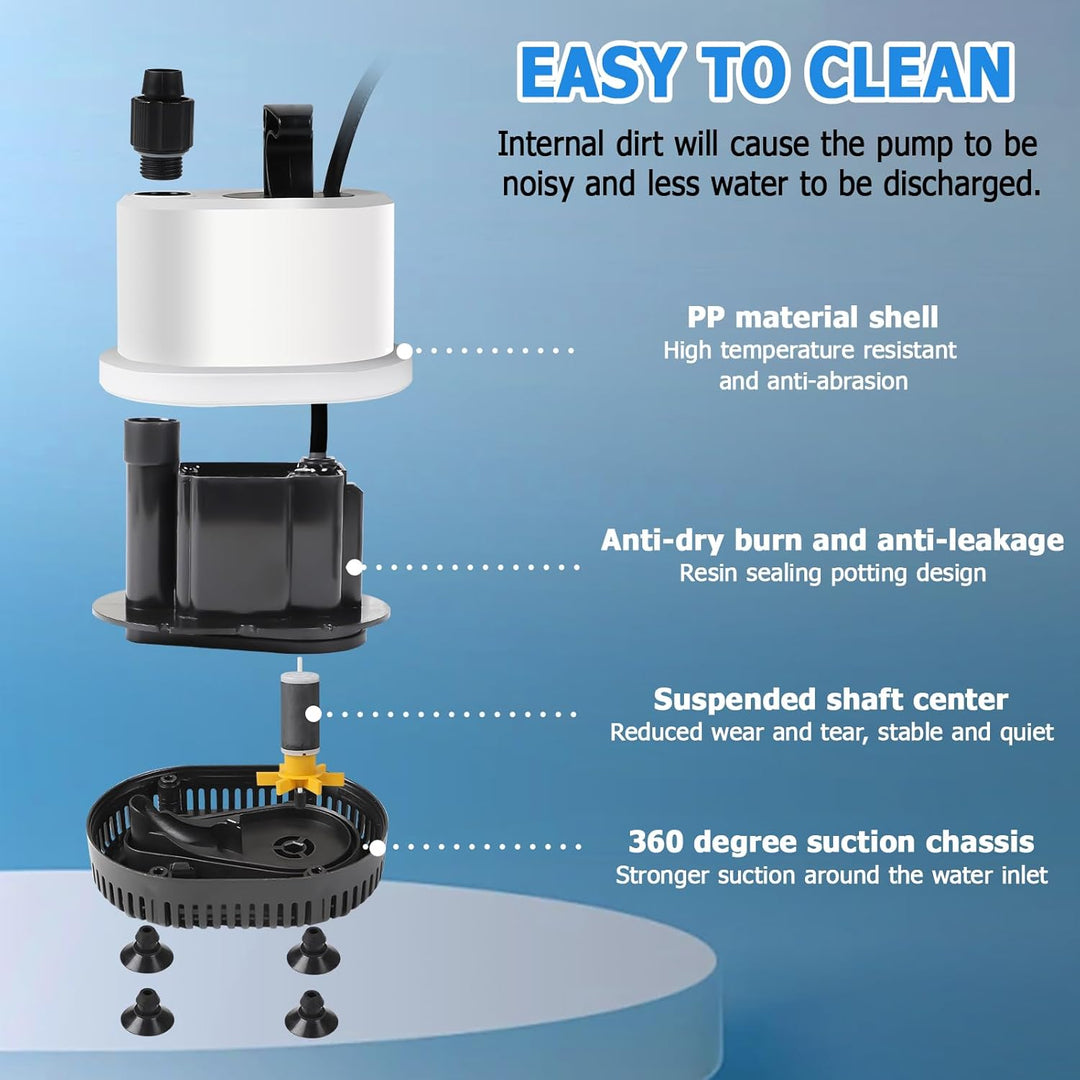 EXLECO Tauchpumpe Klein Wasserpumpe Mini Aquarium Pumpe Max.1500L/H 25W 220-240V Förderpumpe Springb