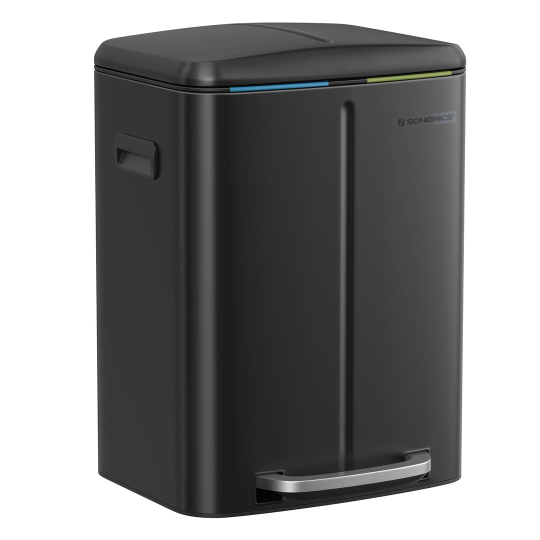 SONGMICS LTB40B02 Küchenmülleimer, mit zwei Inneneimern aus Kunststoff (2 x 20 Liter) aus Metall, Pe