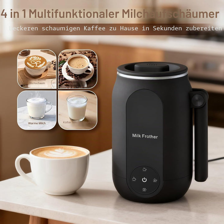 Elektrischer Milchaufschäumer, 4 in 1 Milchaufschäumer mit Smart-Touch-Steuerung und Klappbarem Grif