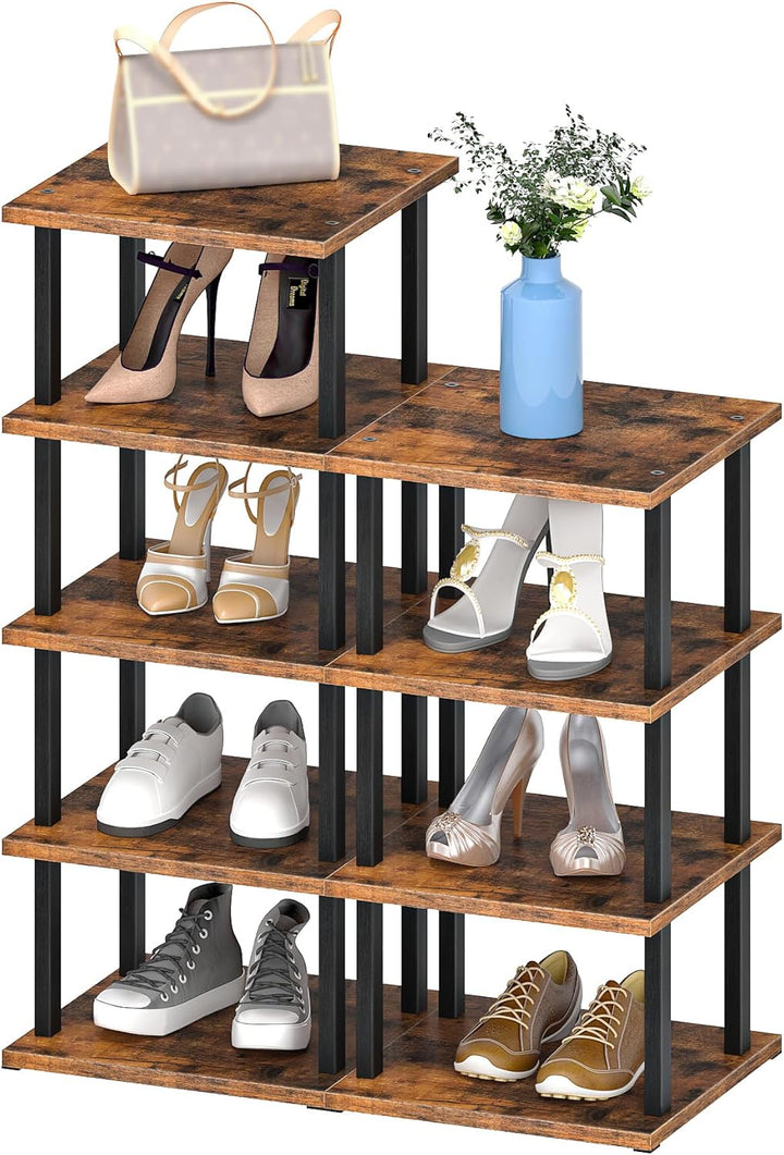 CHOEZON Regal mit 9 Ebenen, Bücherregal, Schmales Schuhregal, DIY-Schuhablage, Schuhaufbewahrung, St