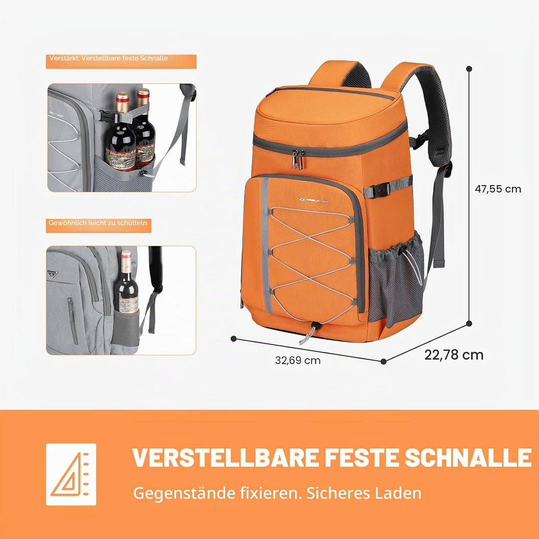 Maelstrom Kühlrucksack 35/50 Dosen, Isolierter Cooler Rucksack Auslaufsicher, Grosse Kühltasche Ruck