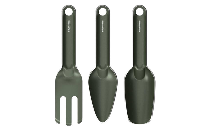 Fiskars Urban Plant Care Pflanzwerkzeuge Set, 3-TLG, Basic-Kit für die Pflanzenpflege, Platzsparende