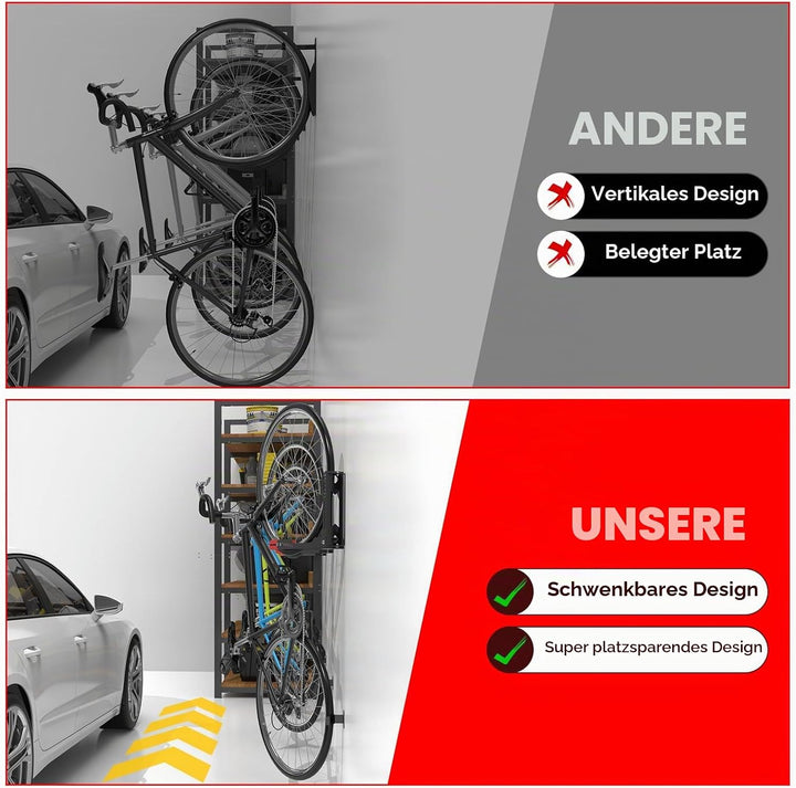 IMAYCC Profi Schwenkbare Fahrrad Wandhalterung, Fahrradhalterung Wand ohne schweres Heben, platzspar