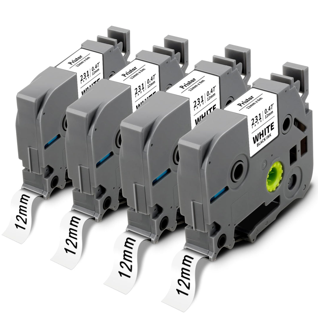 4x Pristar Kompatibel für Brother TZe-231 TZe231 TZc 231 Tz Tape 12mm 0.47 Laminated White Schriftba