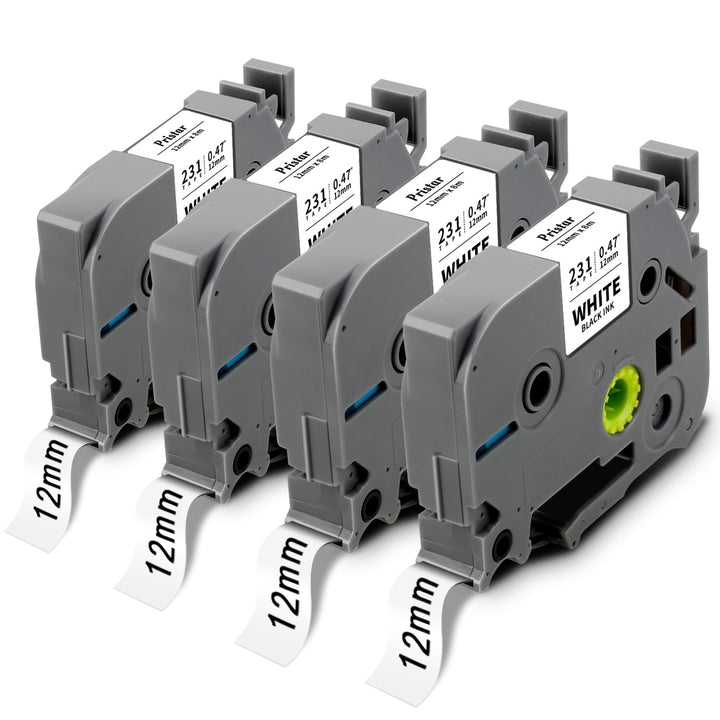 4x Pristar Kompatibel für Brother TZe-231 TZe231 TZc 231 Tz Tape 12mm 0.47 Laminated White Schriftba