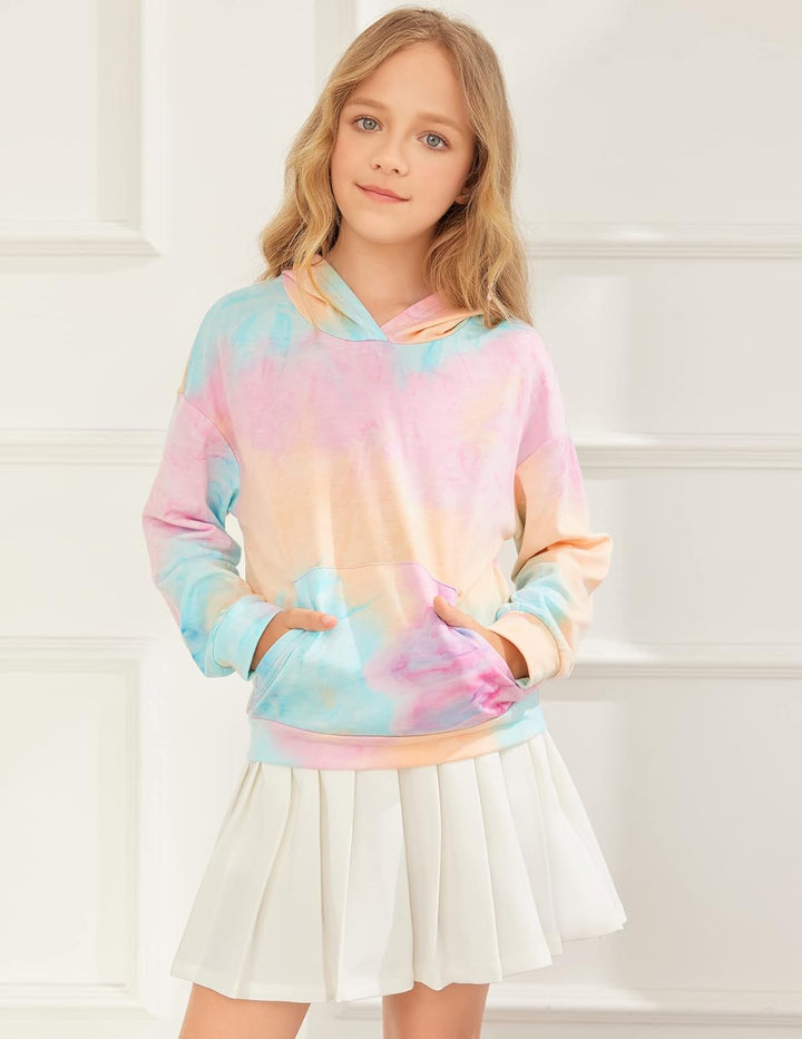 Arshiner Mädchen Hoodie Batik Kinder Pullover Freizeit Mode Sweatshirt mit Kapuze Herbst Winter Lang