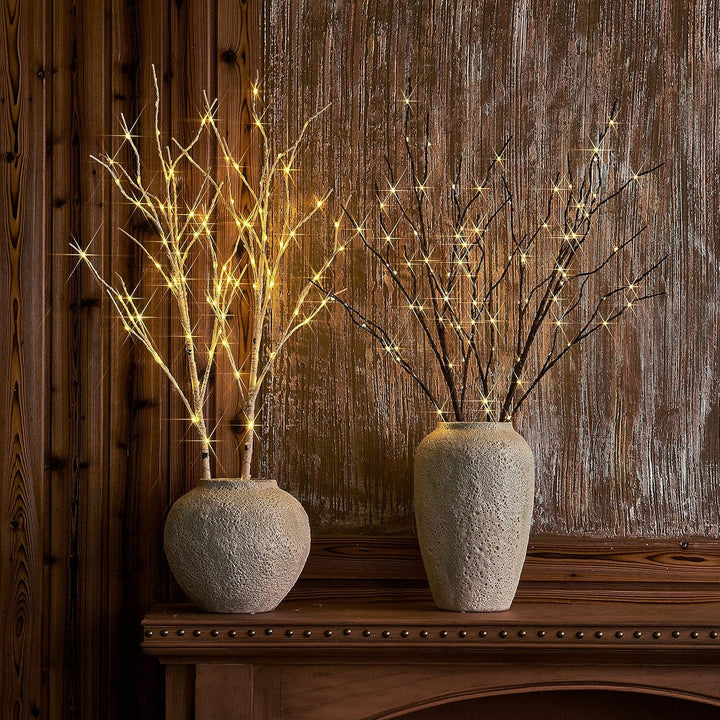 Hairui LED Beleuchtete Zweige mit 100LEDs 80CM Lichterbaum Lichterzweige Braune Künstliche Baumbeleu