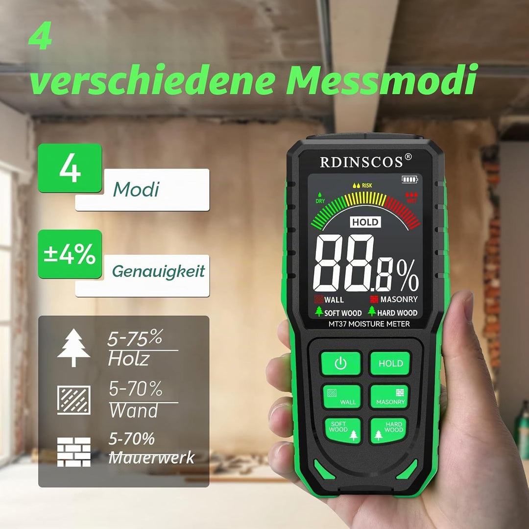 Feuchtigkeitsmessgerät Wiederaufladbarkeit Holzfeuchtemessgerät mit Farb-LCD Wandfeuchtemessgerät Ma