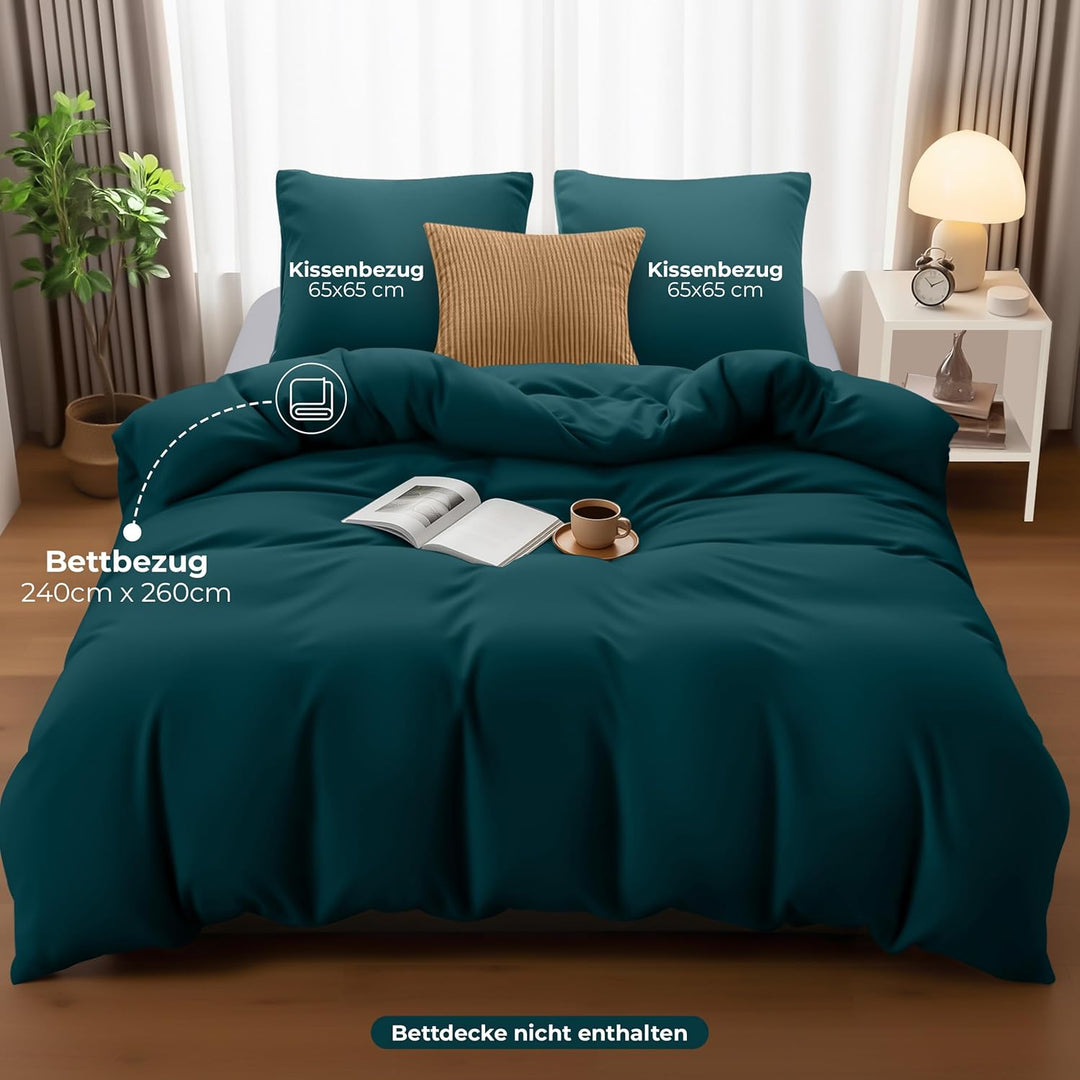 Utopia Bedding Bettwäsche Set - Mikrofaser Bettbezug 260x240 cm + 2 Kissenbezüge 65x65 cm - Blaugrün
