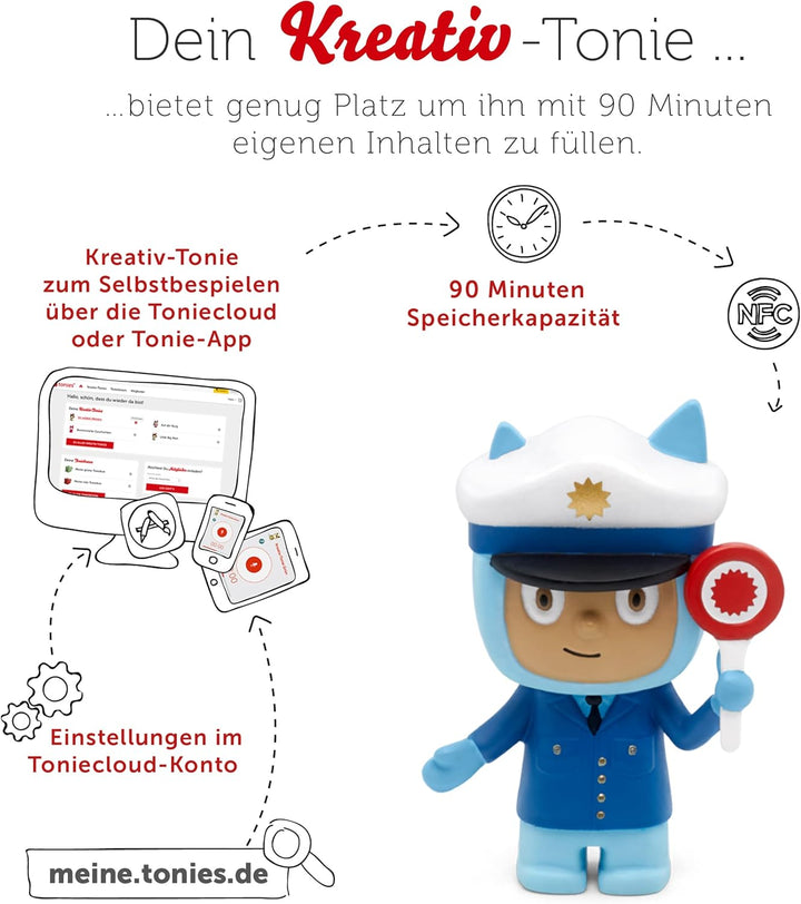tonies Hörfigur für Toniebox, Kreativ Polizist, zum Selbstbespielen, 90 Minuten Speicher für eigene