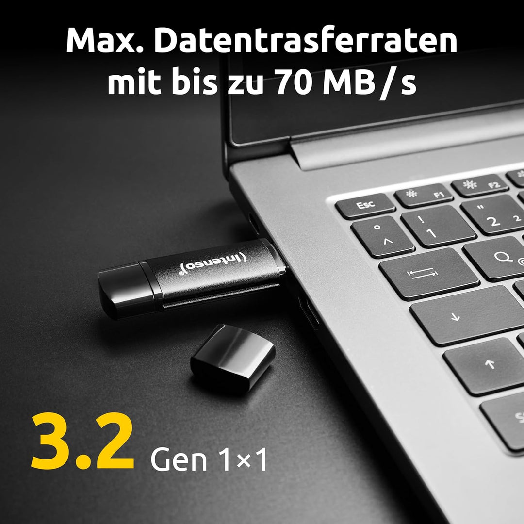 Intenso Flex Line USB-Stick, 128 GB - Dual USB-Stick 3.2 Gen 1x1 mit USB-C & USB-A für OTG-fähige Sm