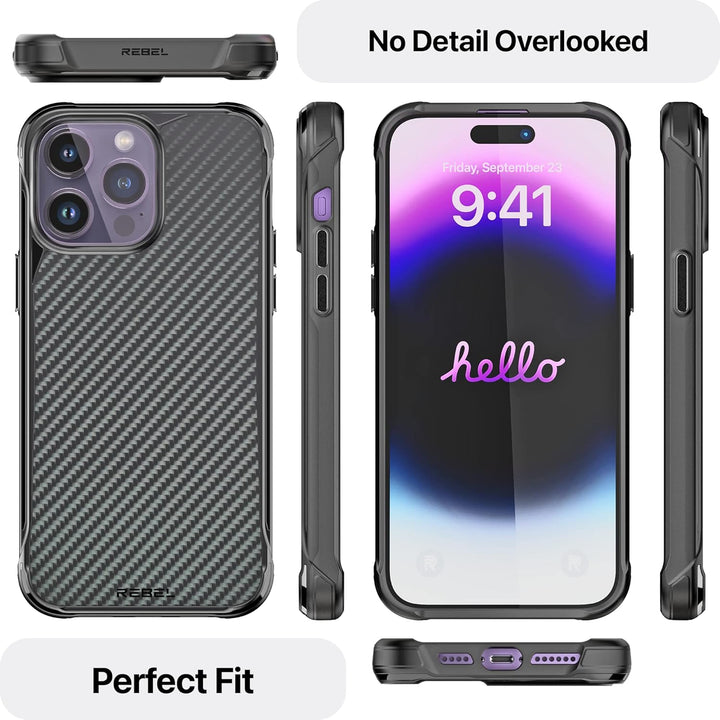 REBEL Handyhülle für iPhone 14 Pro Max Serie GEN-4 Aramidfaser, stark MagSafe-kompatibel, schützende