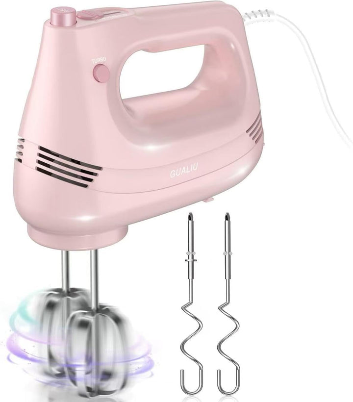 Elektrischer Handmixer 300W mit Edelstahl Schneebesen, Knethaken, Elektrische Handrührer,Turbo Boost