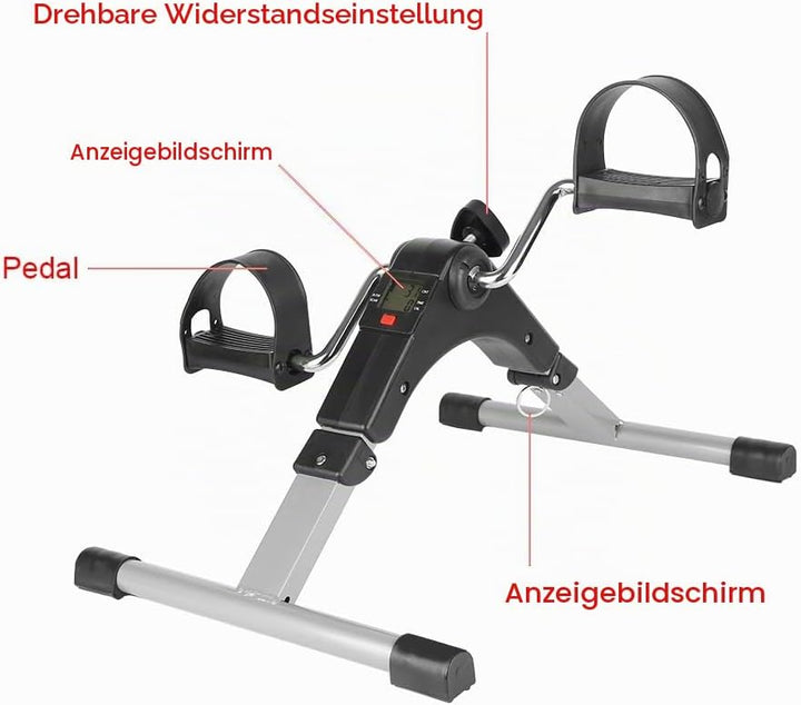 Mini Stepper Fitnessgerät für Zuhause, Hydraulischer Heimtrainer mit Widerstandsbändern &amp; LCD Displa