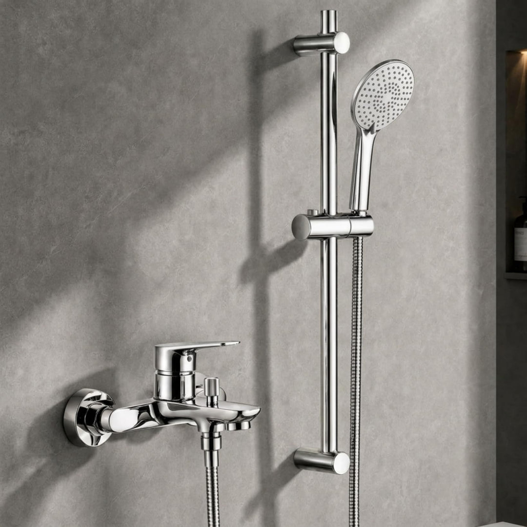 Auralum Wannenarmatur Badewannenarmatur mit 3 Strahlarten Handbrause, Einhebel Badewanne Wasserhahn