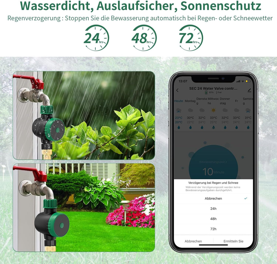 Bewässerungscomputer WLAN, Bewässerungsuhr Smart mit Wi-Fi Hub und APP Fernsteuerung,Automatischer B