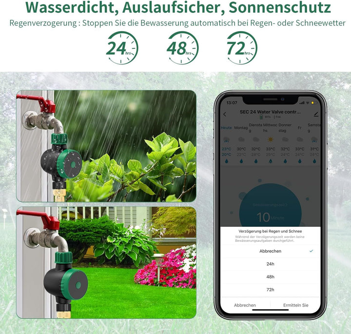 Bewässerungscomputer WLAN, Bewässerungsuhr Smart mit Wi-Fi Hub und APP Fernsteuerung,Automatischer B
