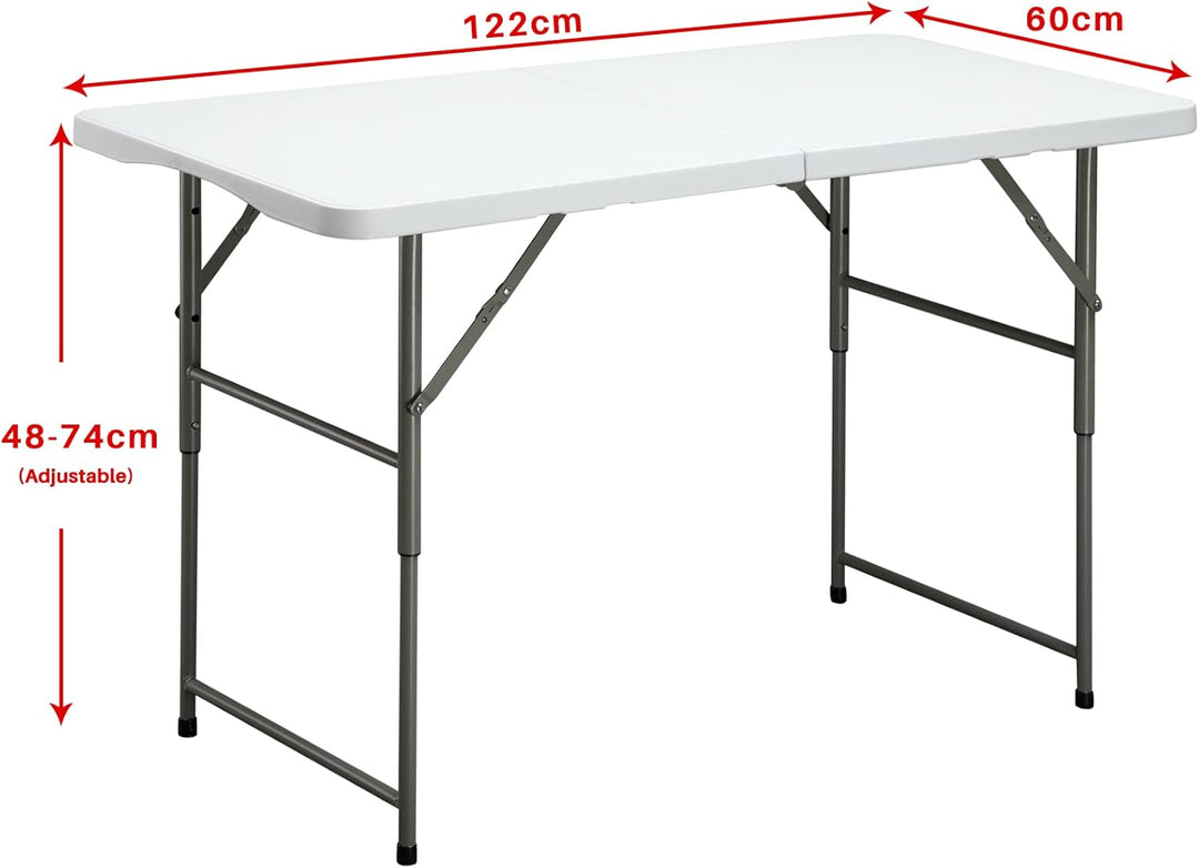 HollyHOME Klapptisch Campingtisch 4FT/122cm, Klapptisch Küche Tisch Klappbar Tragbarer Gartentisch B