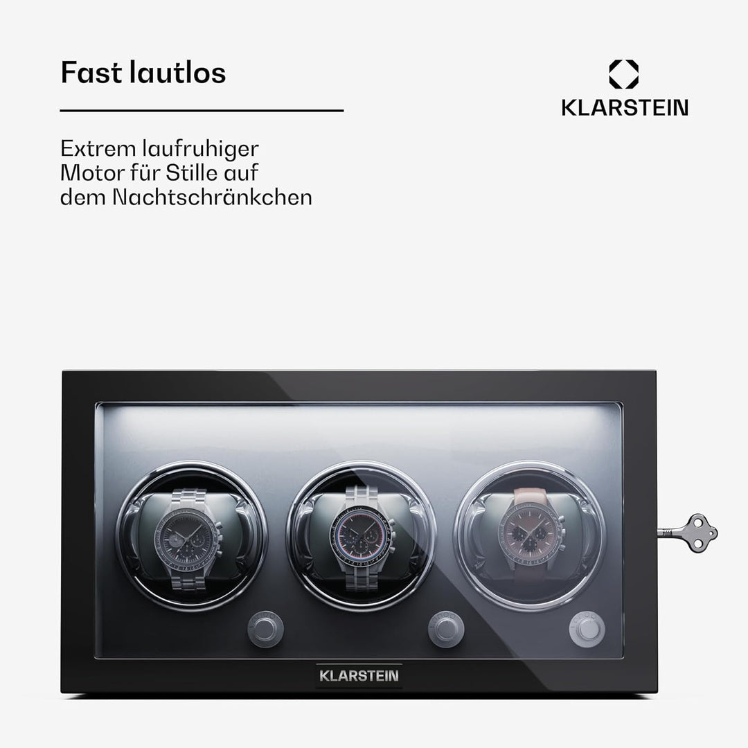 Klarstein Uhrenbeweger für Automatikuhren, Automatik-Uhrenbeweger für 3 Uhren, Automatikuhr mit Acry