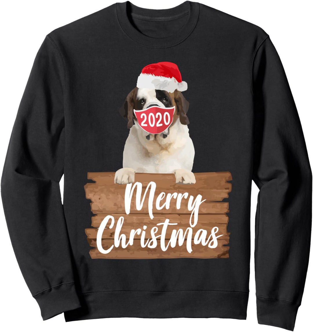 Weihnachtshund Geschenk St. Bernard 2020 Maske Santa Hat Sweatshirt