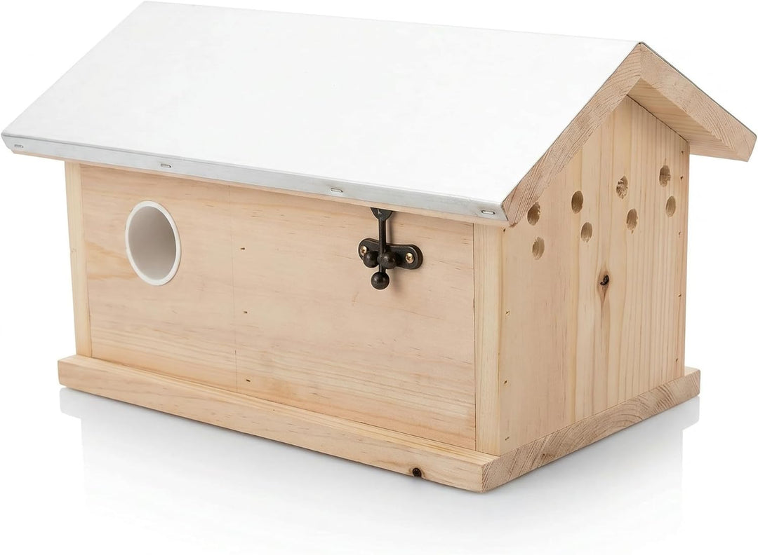 Mucola Hummelhaus aus Holz 28,5x15,5x17cm Hummelkasten Nistkasten | wetterfestes aufklappbares Dach