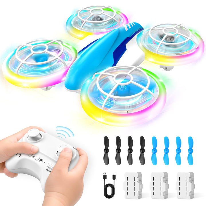 RC Drohne für Kinder 6-14 Jahre mit LED-Beleuchtung, 360° Flips & Ein-Knopf-Landung - Quadrocopter S
