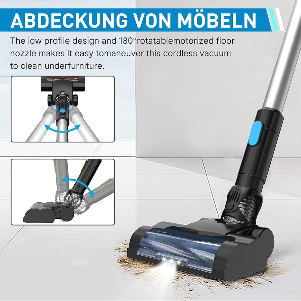 Akku Staubsauger 30000Pa,für Makita 18V Akku,Staubsauger Kabellos mit 0.6L Staubbehälter,LED Beleuch