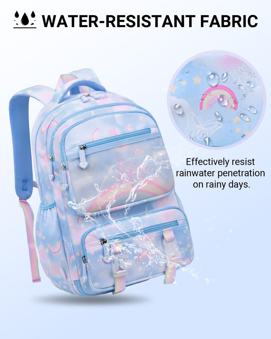 IvyH Kinderrucksack Mädchen Schulrucksack Grosse, Schulranzen Mädchen 2-6. Klasse, Wasserdicht Rucks