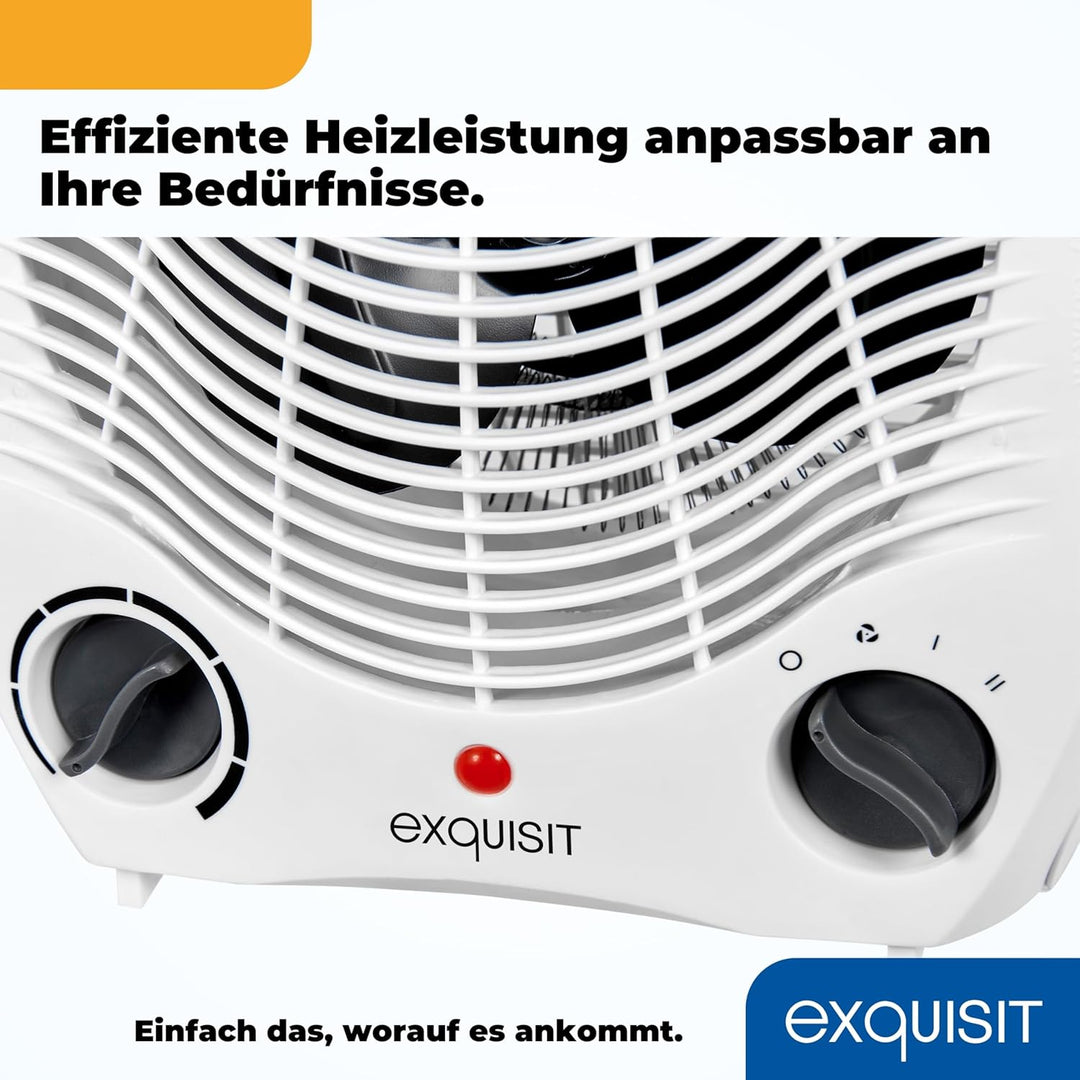 Exquisit Heizlüfter HL 32025 we | 2 Heizstufen (1000/2000 Watt) | Kaltstufe (Ventilator-Modus) | wei