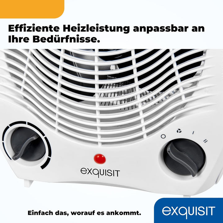 Exquisit Heizlüfter HL 32025 we | 2 Heizstufen (1000/2000 Watt) | Kaltstufe (Ventilator-Modus) | wei