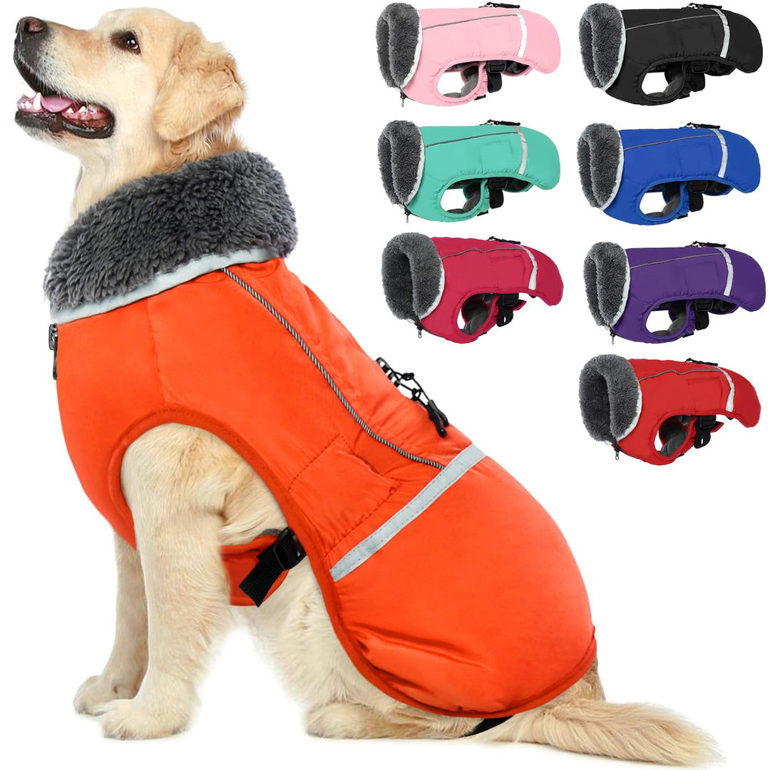 QBLEEV Hundewintermantel, warm, reflektierende Hundejacke, Rollkragen, wasserdicht, für kaltes Wette